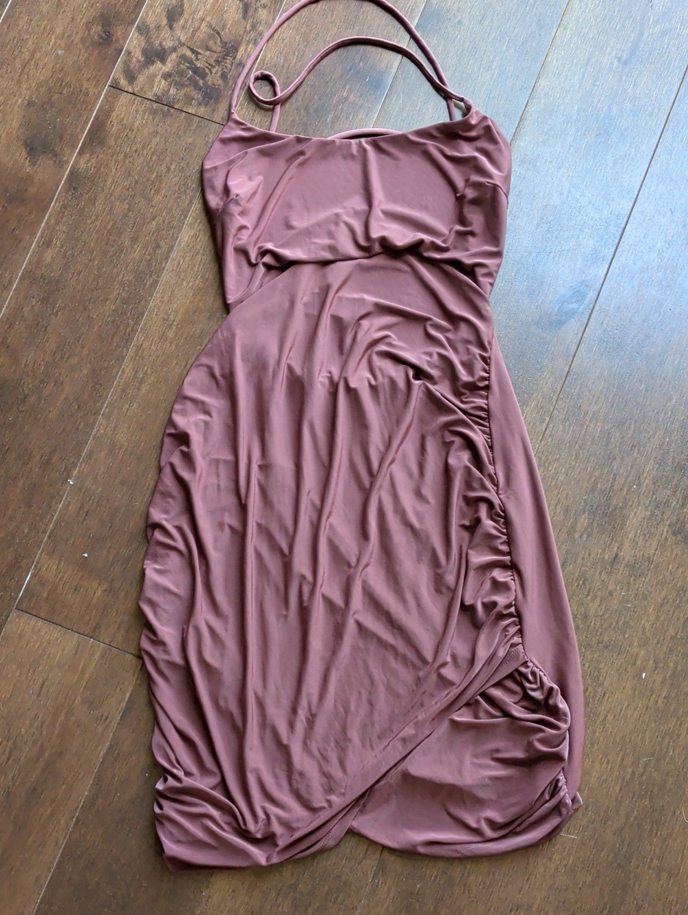 Qupid One-Shoulder Ruched Midi Dress - Mauve